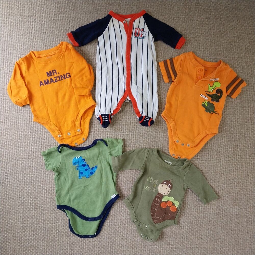 Baby Infant Boy Clothing Bundle Bodysuit Variety Of Colors 10 Pieces Newborn #9